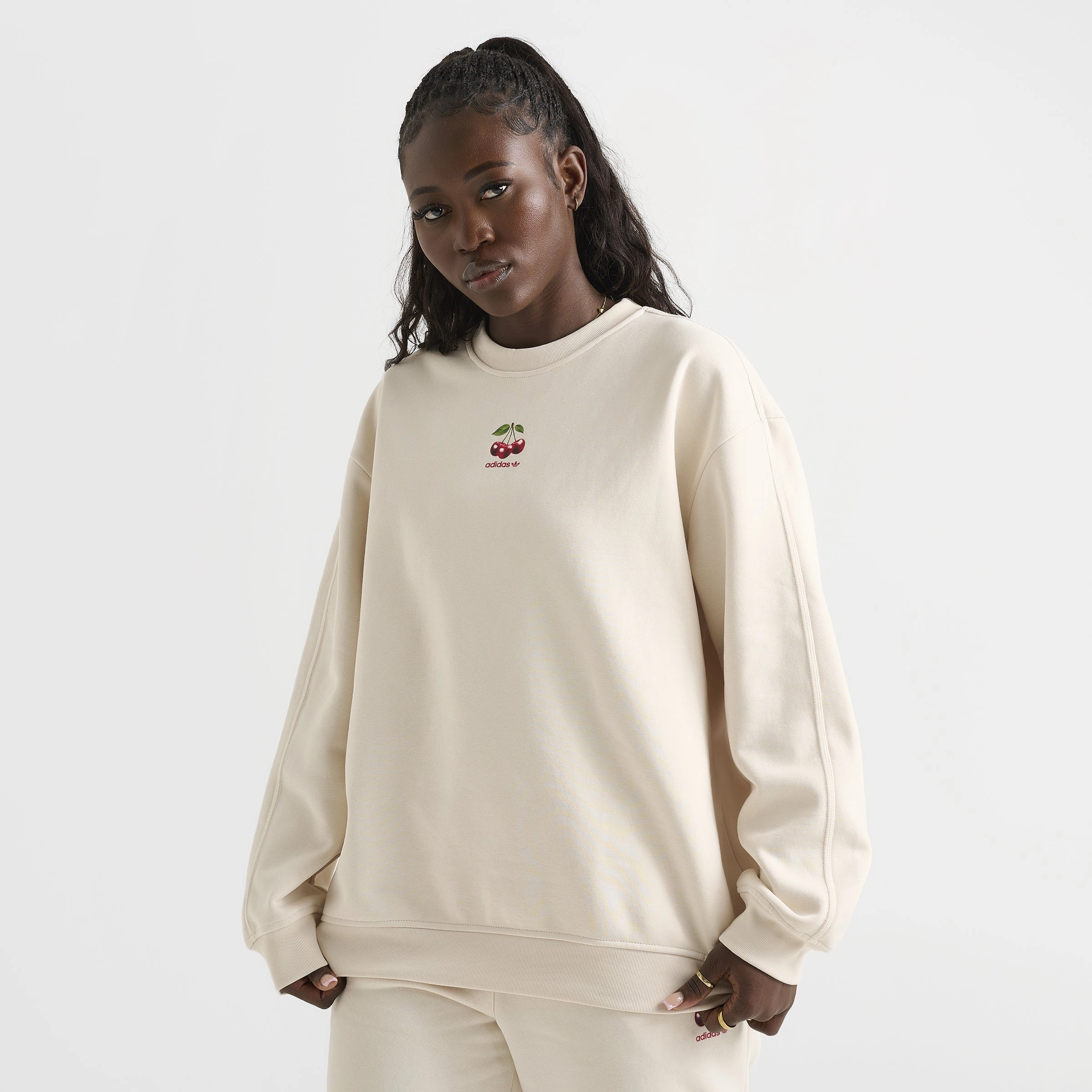 adidas Women's Cherry Crewneck / Wonder White Thermal Retention Layer