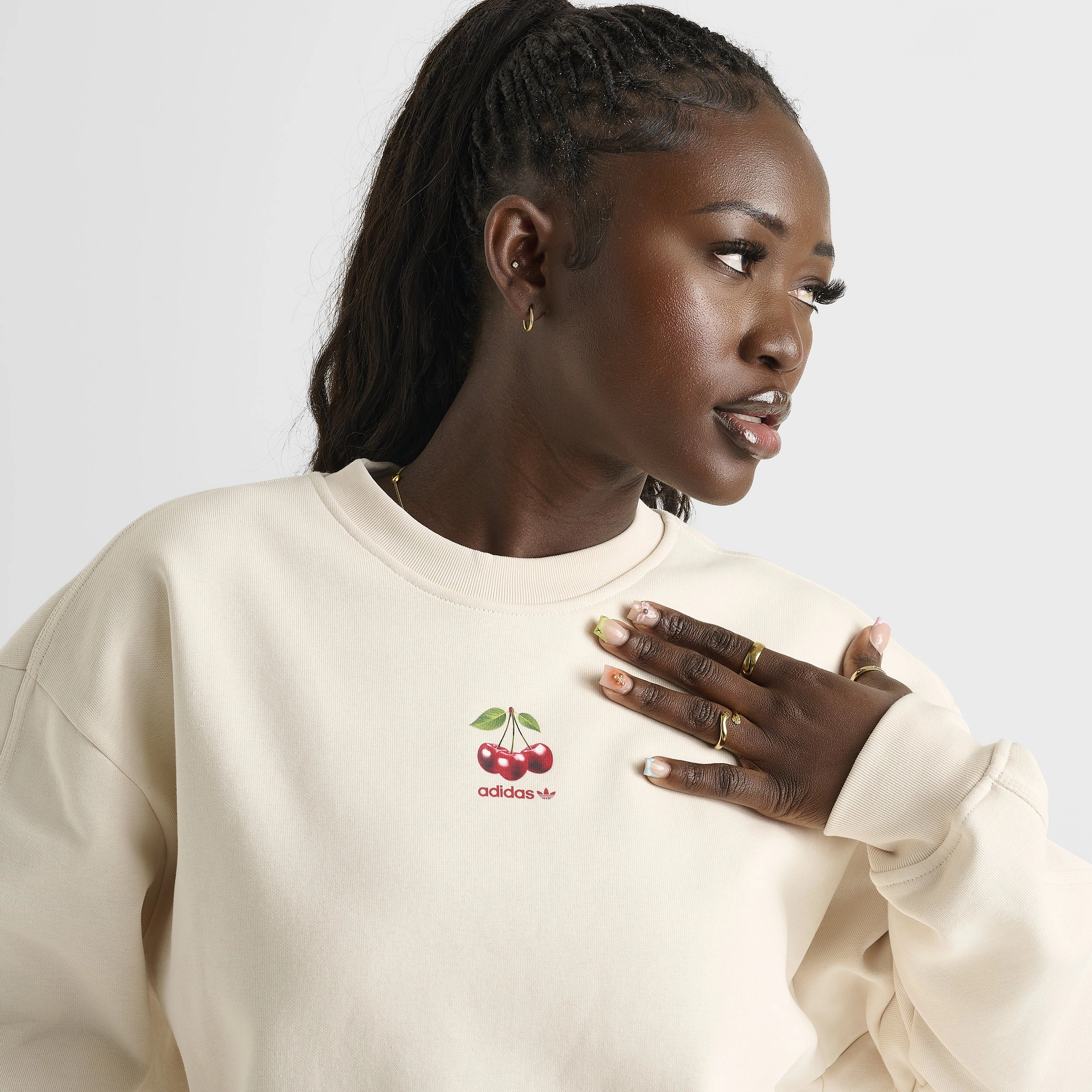adidas Women's Cherry Crewneck / Wonder White RecycledPolyester