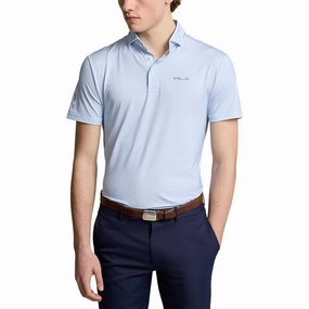 RLX Ralph Lauren Printed Lightweight Airflow Performance Golf Shirt - Office Blue Tee Time Breathable Shirt Stretchable Fabric