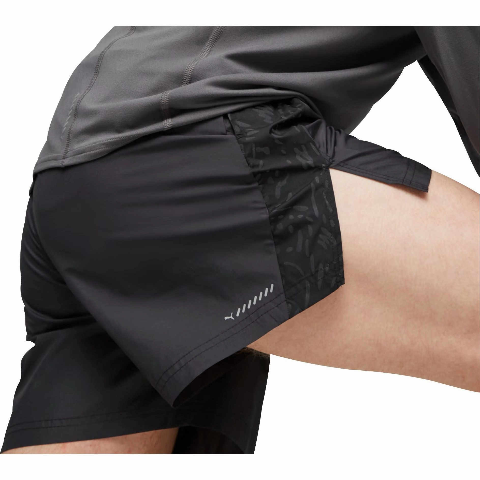 Puma Run 5 Inch Mens Running Shorts - Black nylon blend semi-formal look