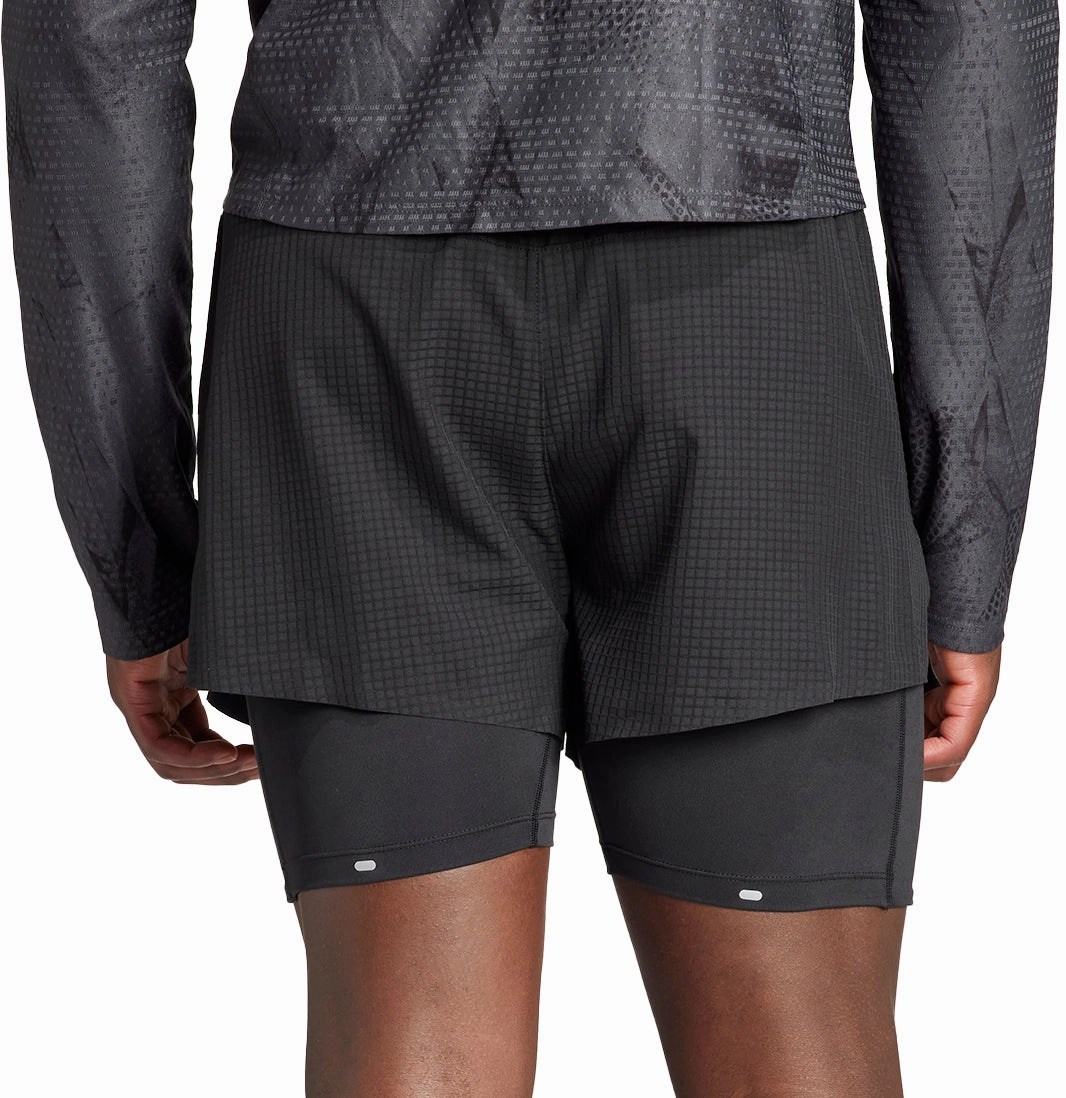 adidas Ultimate 2 In 1 Mens Running Shorts - Black Printed Pattern