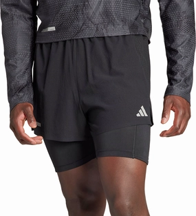 BreathableWebbing adidas Ultimate 2 In 1 Mens Running Shorts - Black