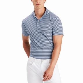 ZeroIrritation Seams Herringbone Texture G/Fore Feeder Stripe Pique Golf Polo Shirt  - Sky/Twilight