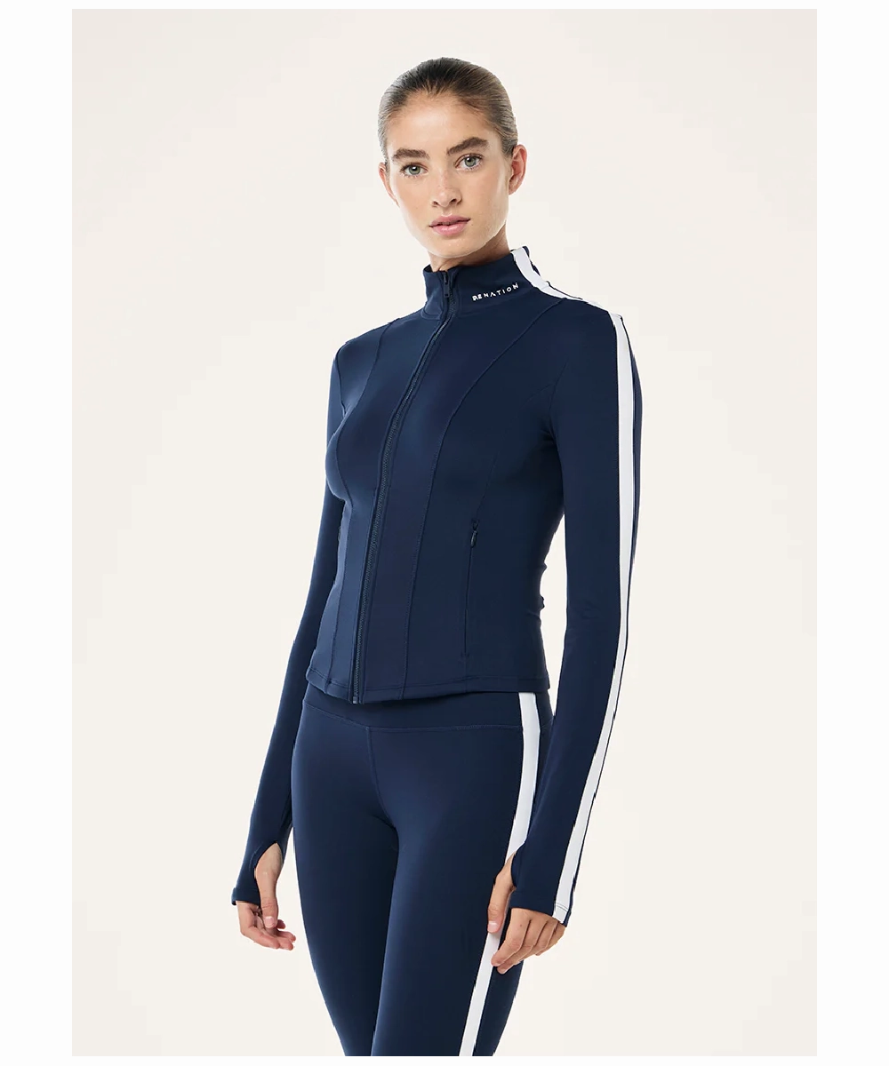 P.E Nation Highgate Zip Jacket (Dark Navy/ Optic White) Group Mood Wind Ease