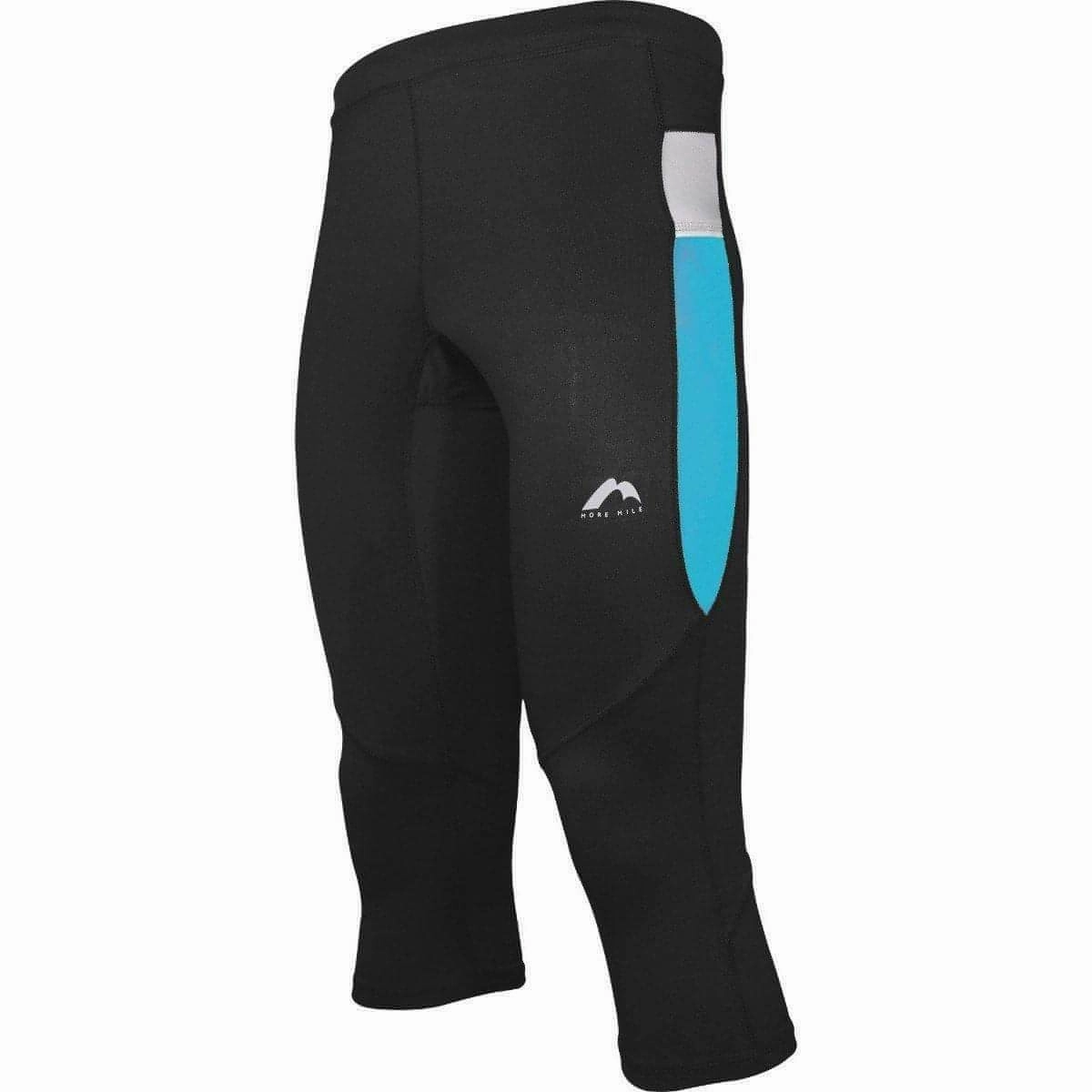 More Mile More-Tech Mens 3/4 Capri Running Tights - Black Summer-essentials Abrasion-resistant