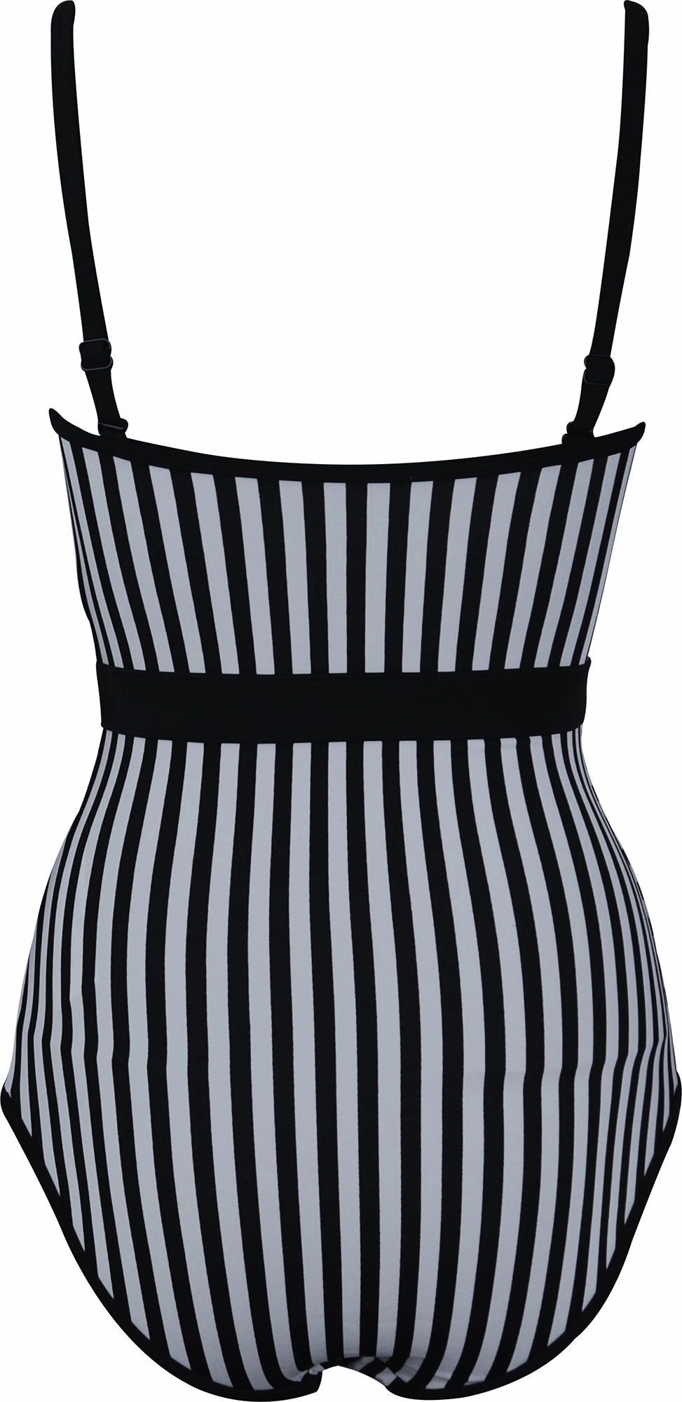 Seamless construction Non Chlorine Damage Avon Monochrome Stripe Womens Swimsuit - Black