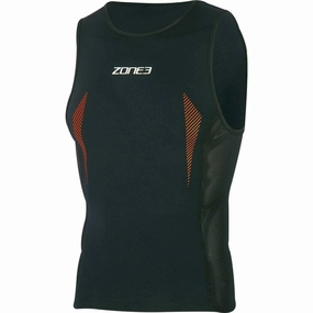 Stretch Recovery Fabric Slim Silhouette Zone3 Swim-Top Mens Sleeveless Top - Black