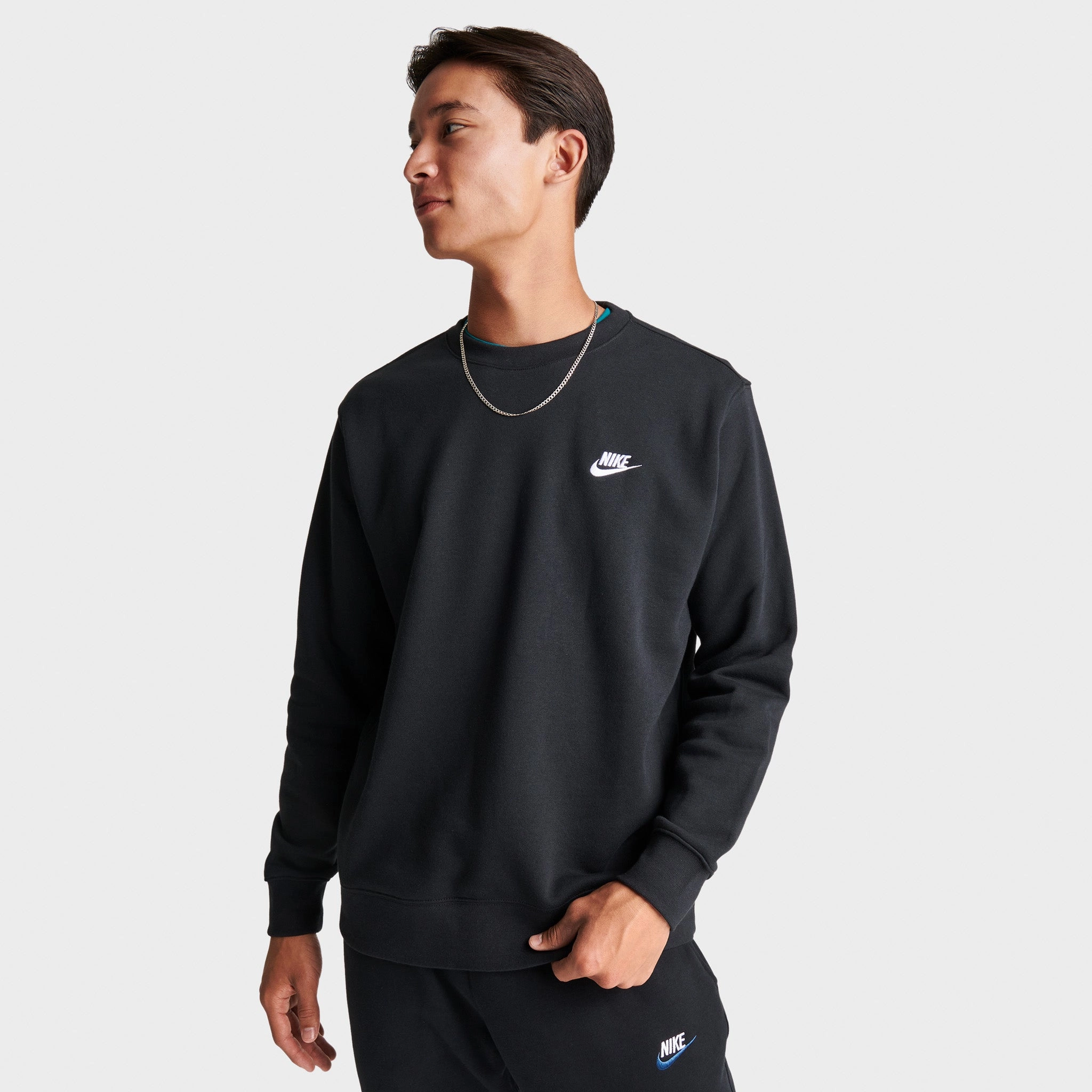 snag resistant Nike Sportswear Club Fleece Crewneck Black / White