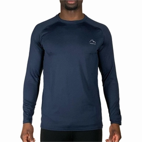 More Mile Train To Run Mens Long Sleeve Running Top - Blue Pullover type Belted
