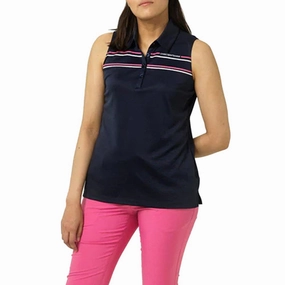 Cross Women's Primus Sleeveless Golf Polo - Navy Spring Collection Colorfast Dye Process