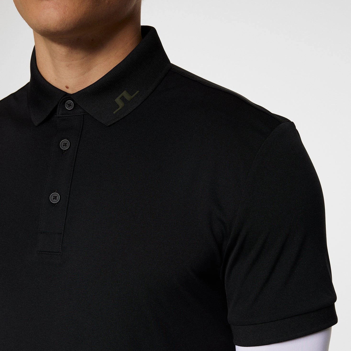 J.Lindeberg KV Print Golf Polo Shirt - Black FadeResistant Dye Breathable Shirt