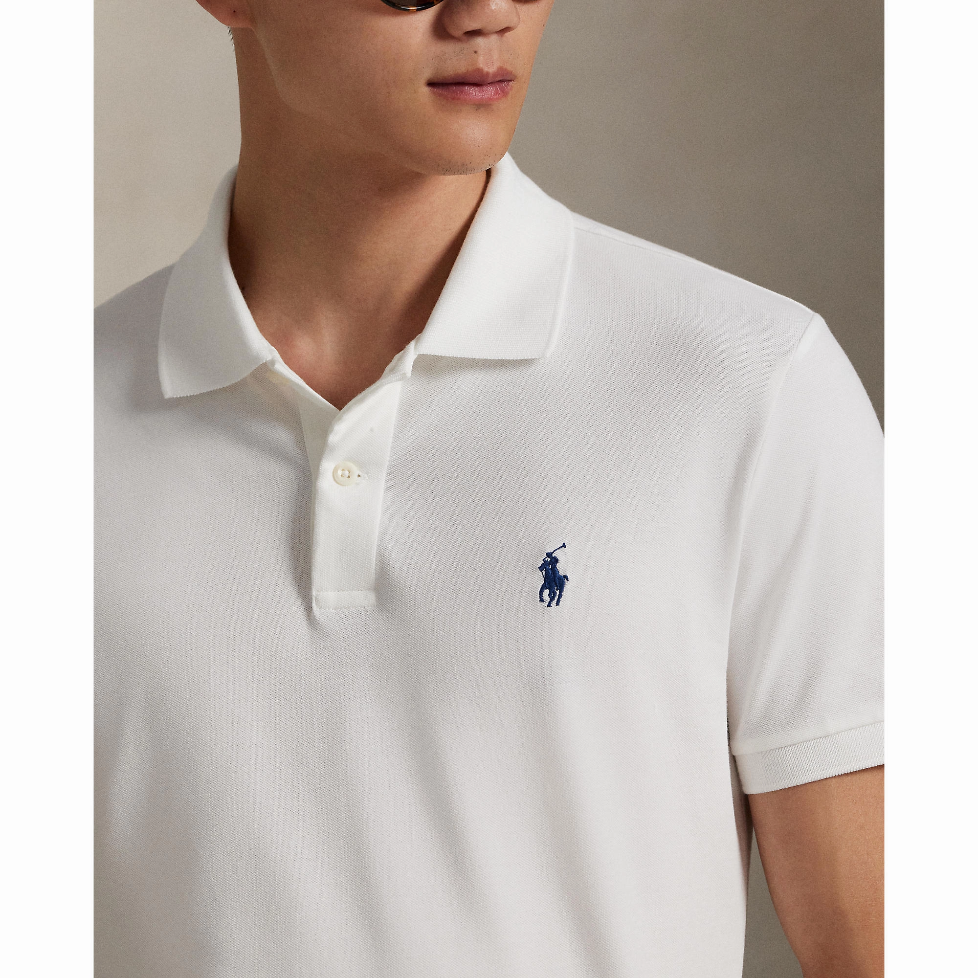 RLX Polo Performance Ralph Lauren Performance Stretch Mesh Golf Polo Shirt - Ceramic White Club Attire Striped Design