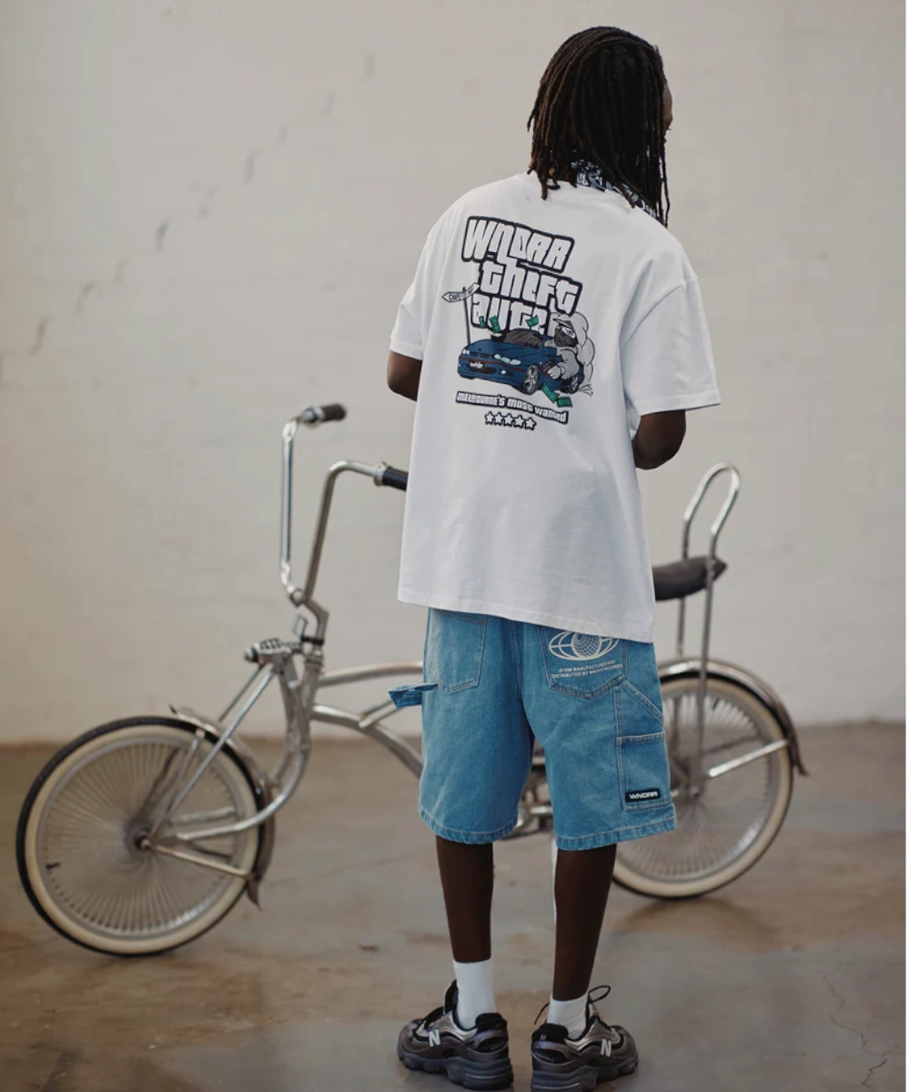 WNDRR Most Wanted Box Fit Tee (White) Silver Glow Move Fast