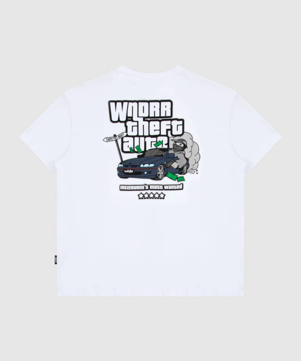 WNDRR Most Wanted Box Fit Tee (White) Reinforced Knees