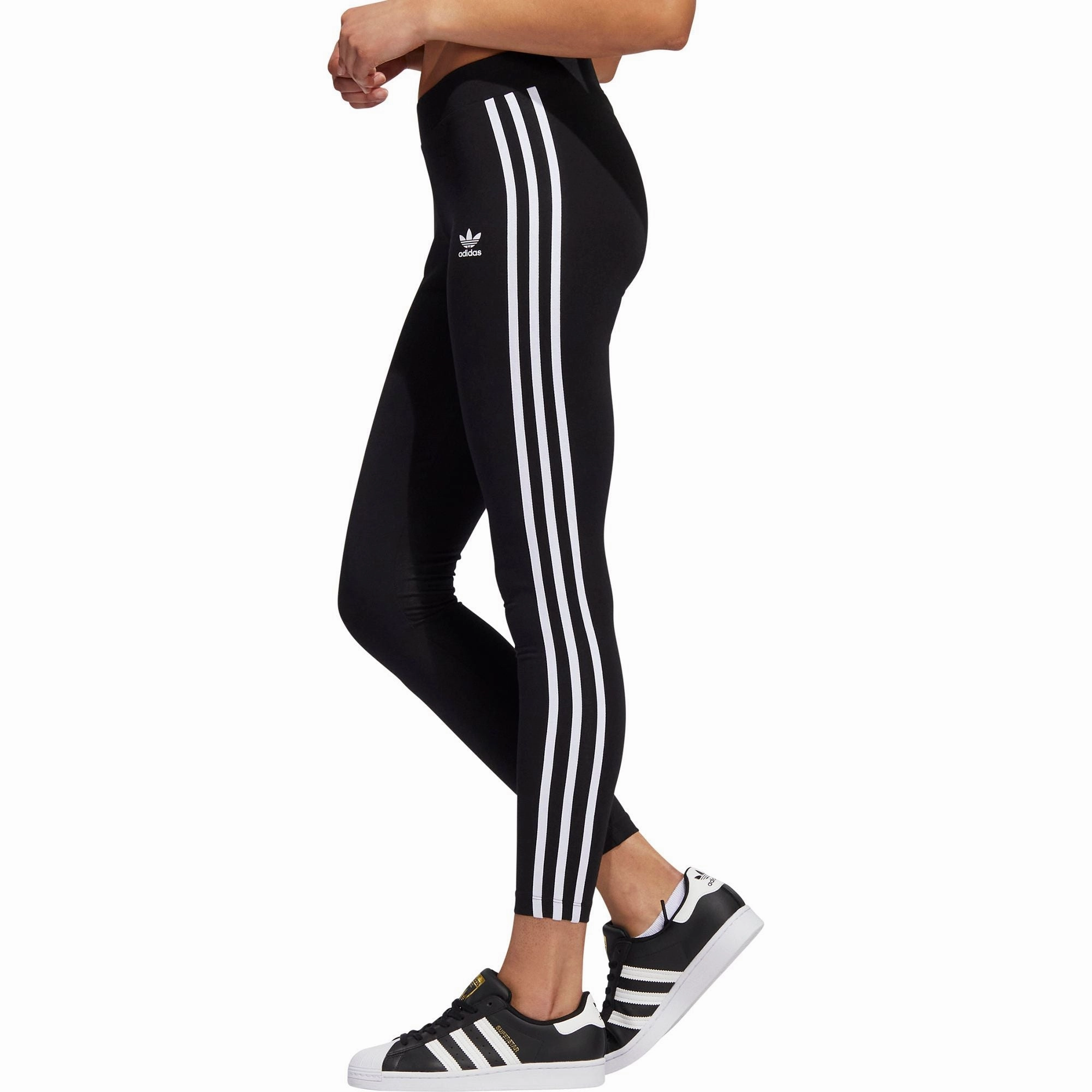 adidas Adicolour Classic 3 Stripes Womens Long Training Tights - Black Match Fit Tight Net