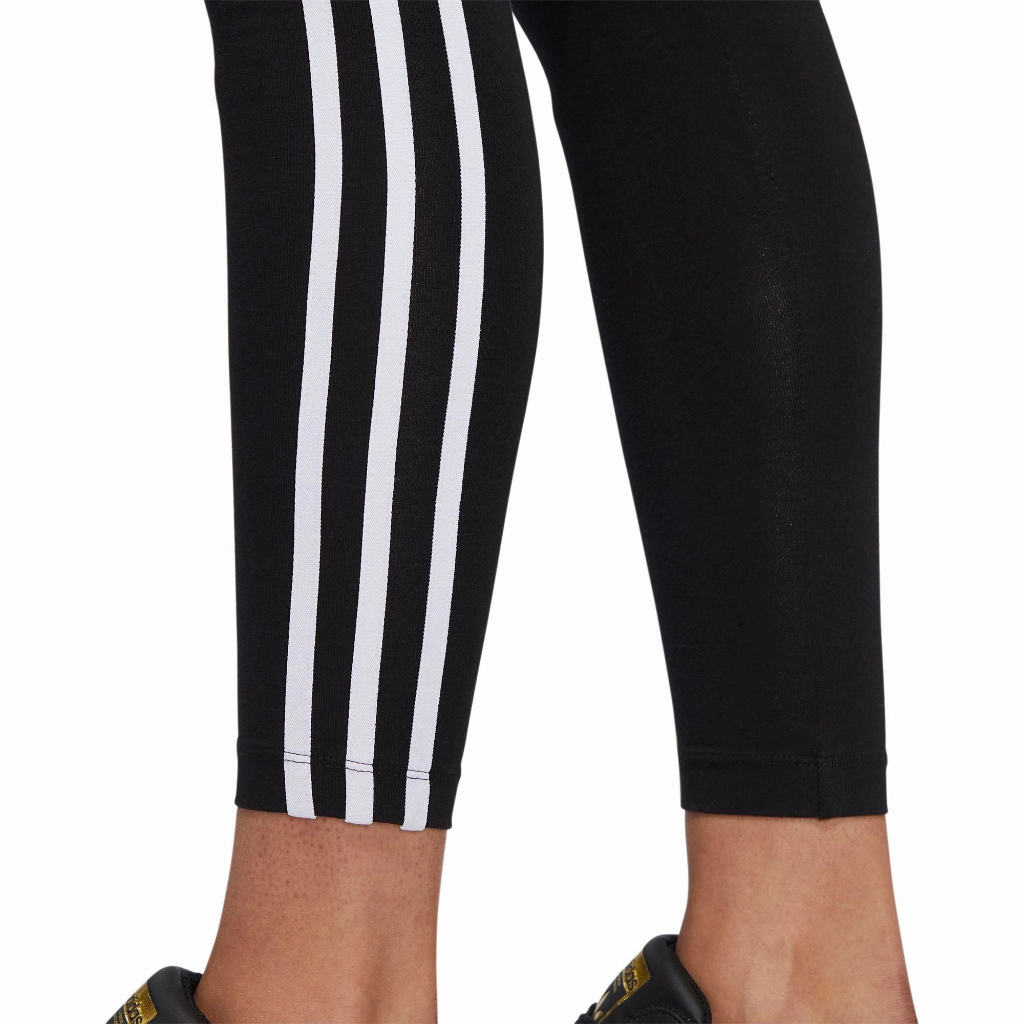 CompressionKnit Adjustable Waistbands adidas Adicolour Classic 3 Stripes Womens Long Training Tights - Black