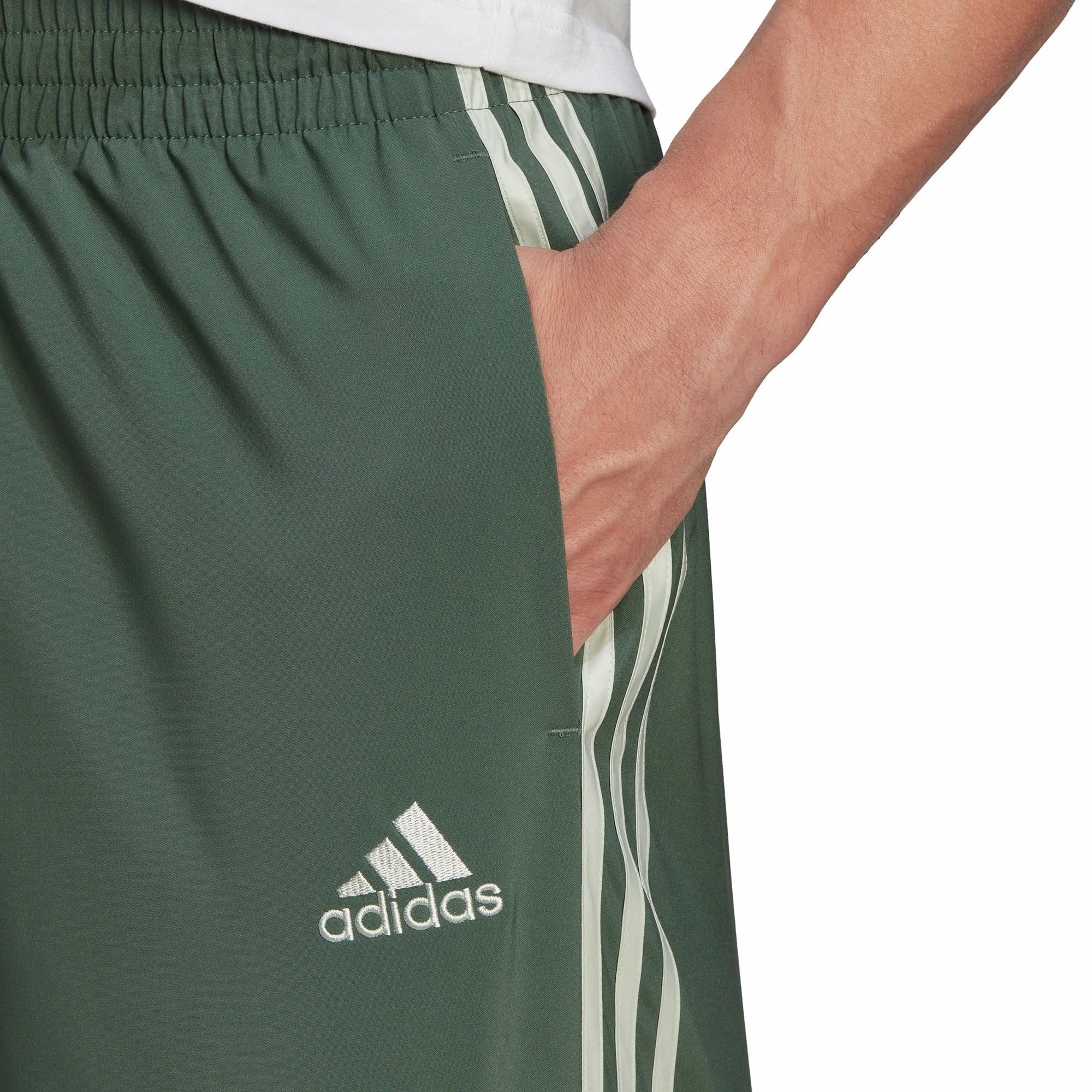 adidas AeroReady Essentials Chelsea 3 Stripes Mens Training Shorts - Green Training Fit RollUp Sleeves