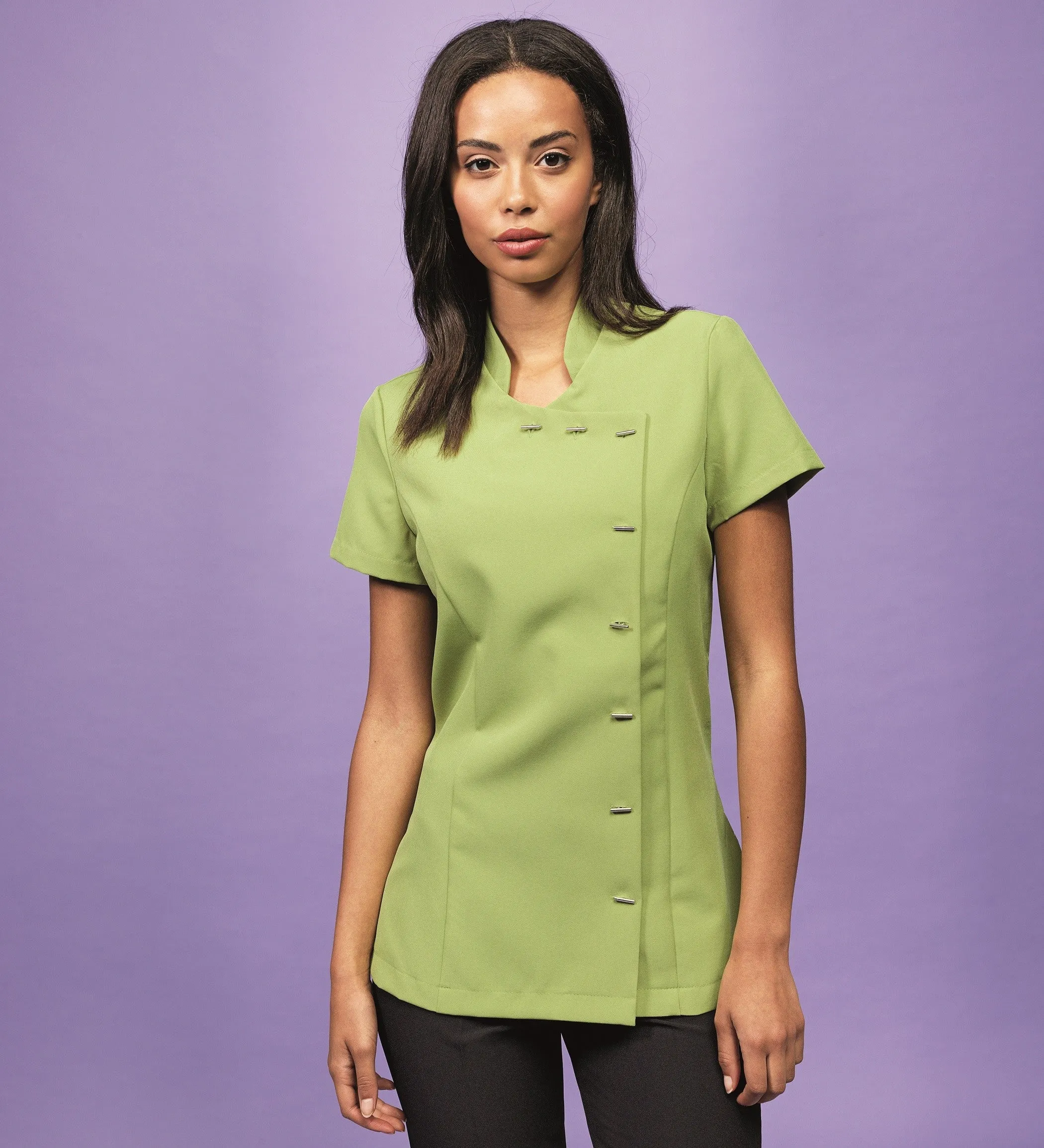 'Orchid' Beauty & Spa Tunic Asymmetric | BLACK DurableThreadwork VersatileCuff
