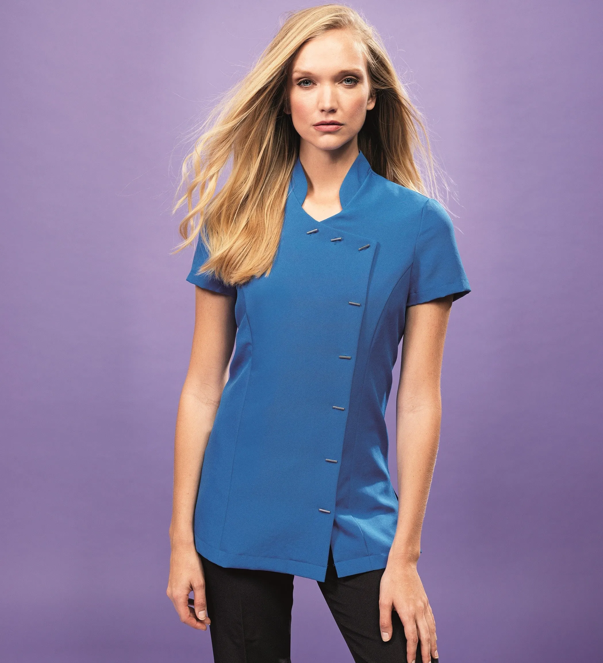 'Orchid' Beauty & Spa Tunic Asymmetric | BLACK TearResistant Material FlexibleFit