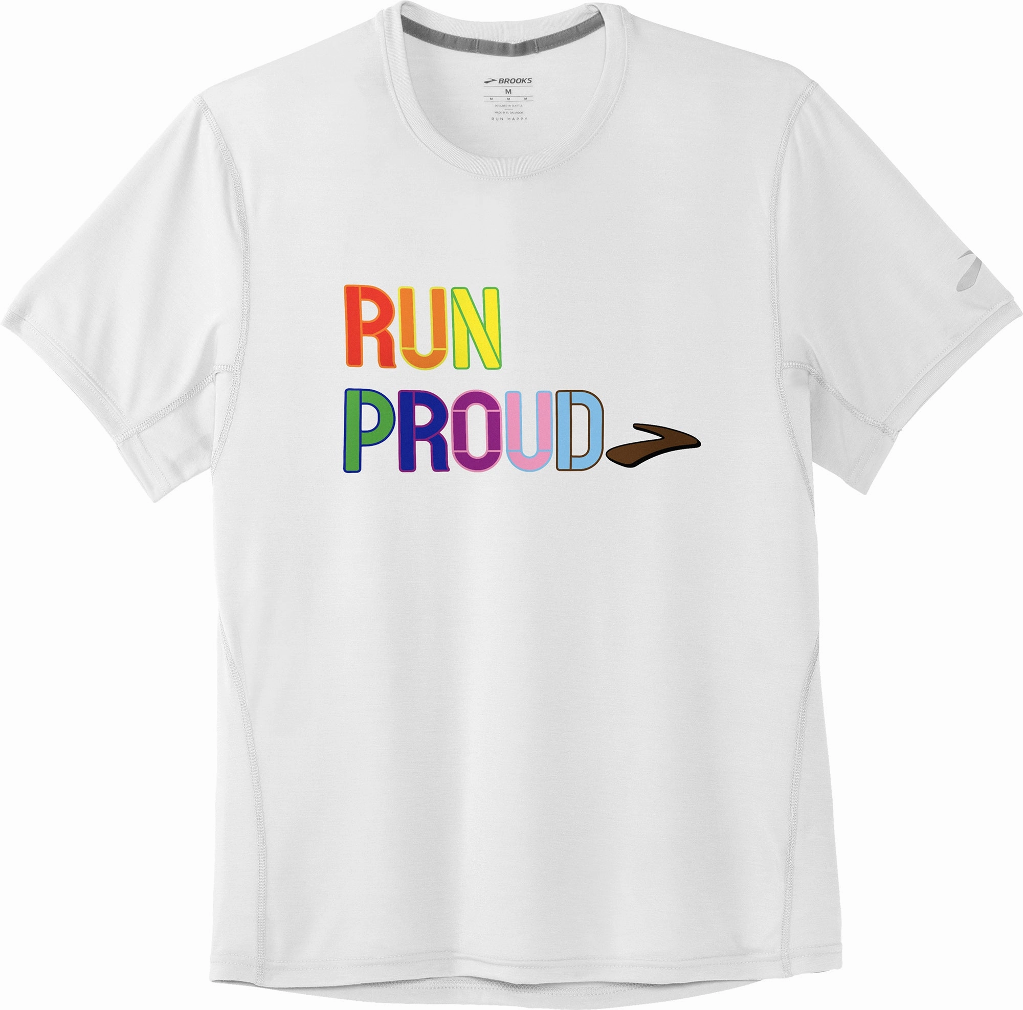Brooks Distance Graphic Short Sleeve Mens Running Top - White Pullover
