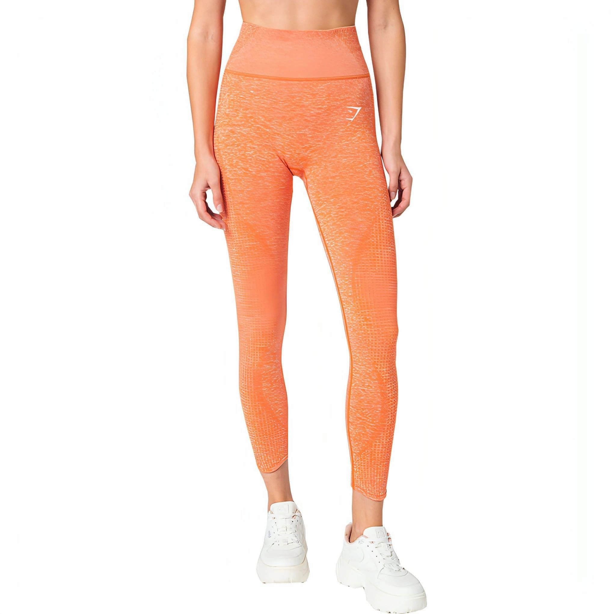 NonChafingEdges Mesh Glow Gymshark Vital Rise Seamless Womens Long Training Tights - Orange