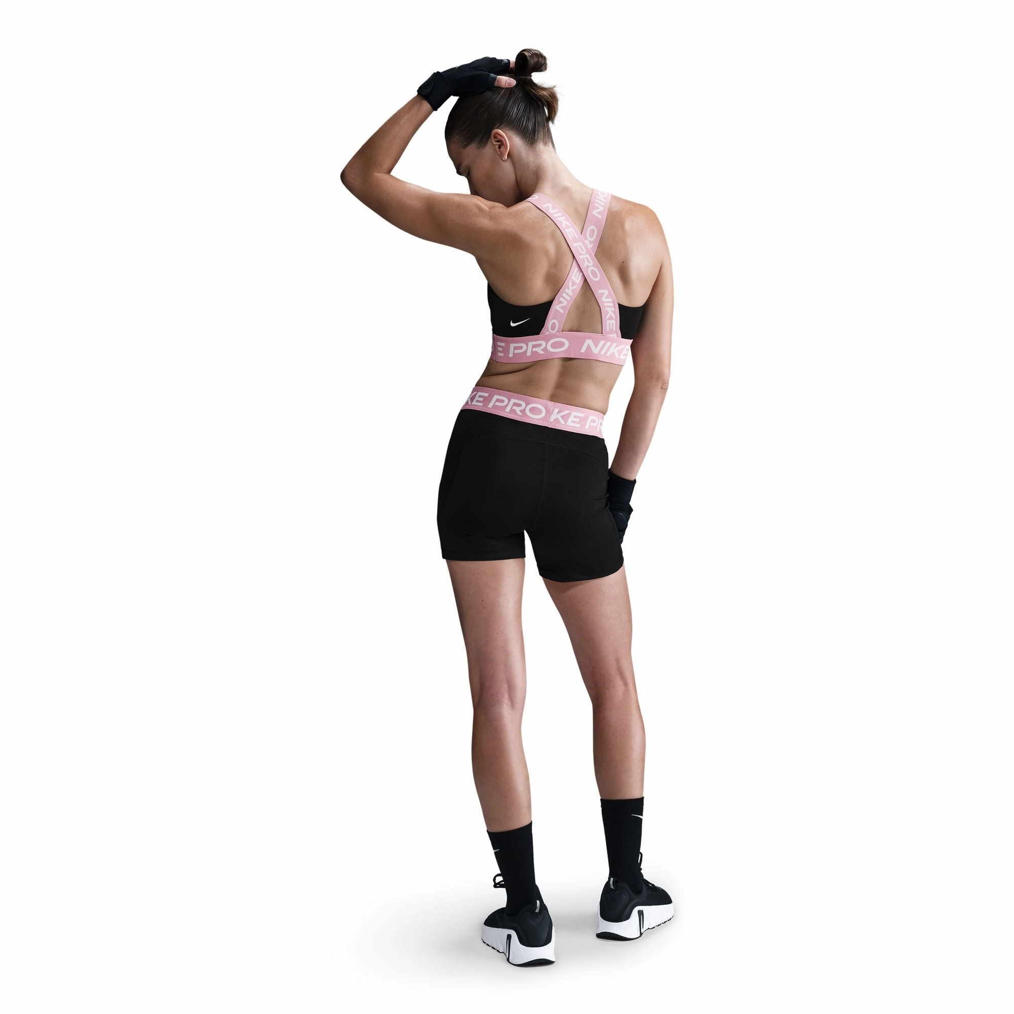 Women's Light-Support Padded Sports Bra Black / Elemental Pink / White LightweightMaterial Feather Glow