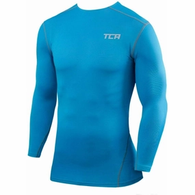 TCA Pro Performance Mens Long Sleeve Compression Top - Blue Customizable