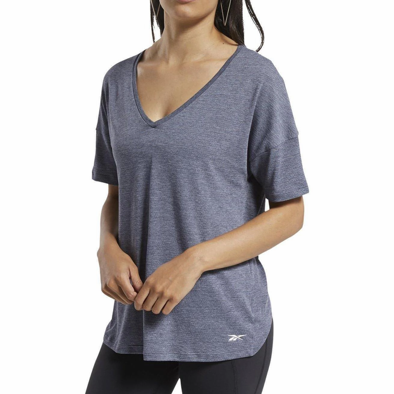 Wind Block Reebok ActivChill   Cotton Short Sleeve Womens Training Top - Navy