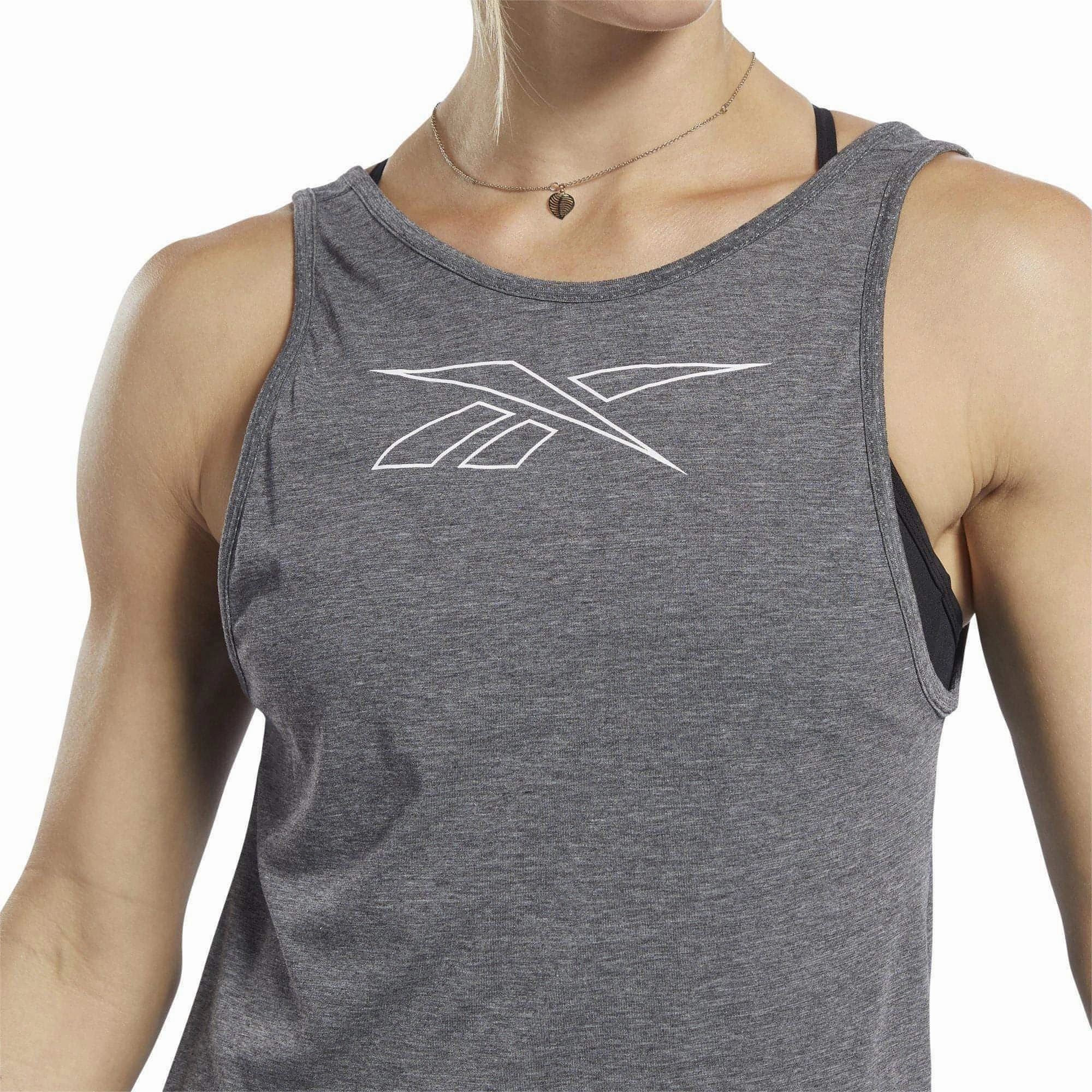 SeamlessPockets Reebok ActivChill   Cotton Womens Training Vest Tank Top - Grey