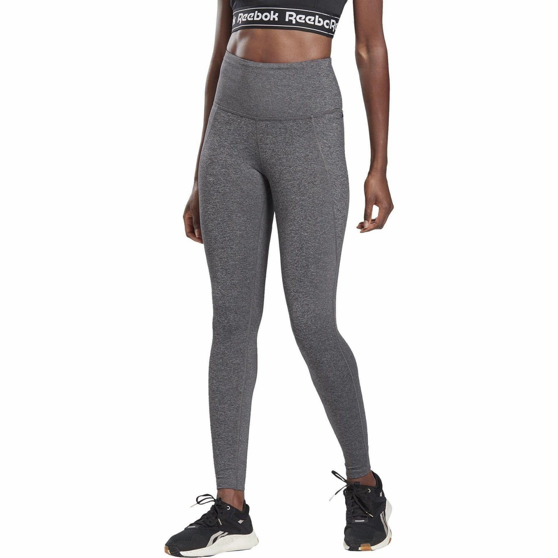 AntiPilling Surface Reebok Lux 2.0 High Rise Womens Long Training Tights - Grey