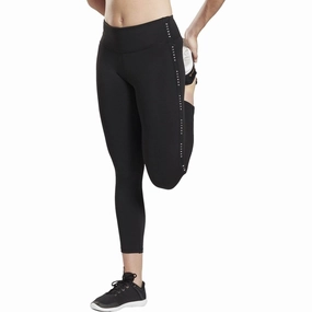 Reebok Studio Lux 2.0 High Rise Womens 7/8 Training Tights - Black HighVisibility Peace Glow