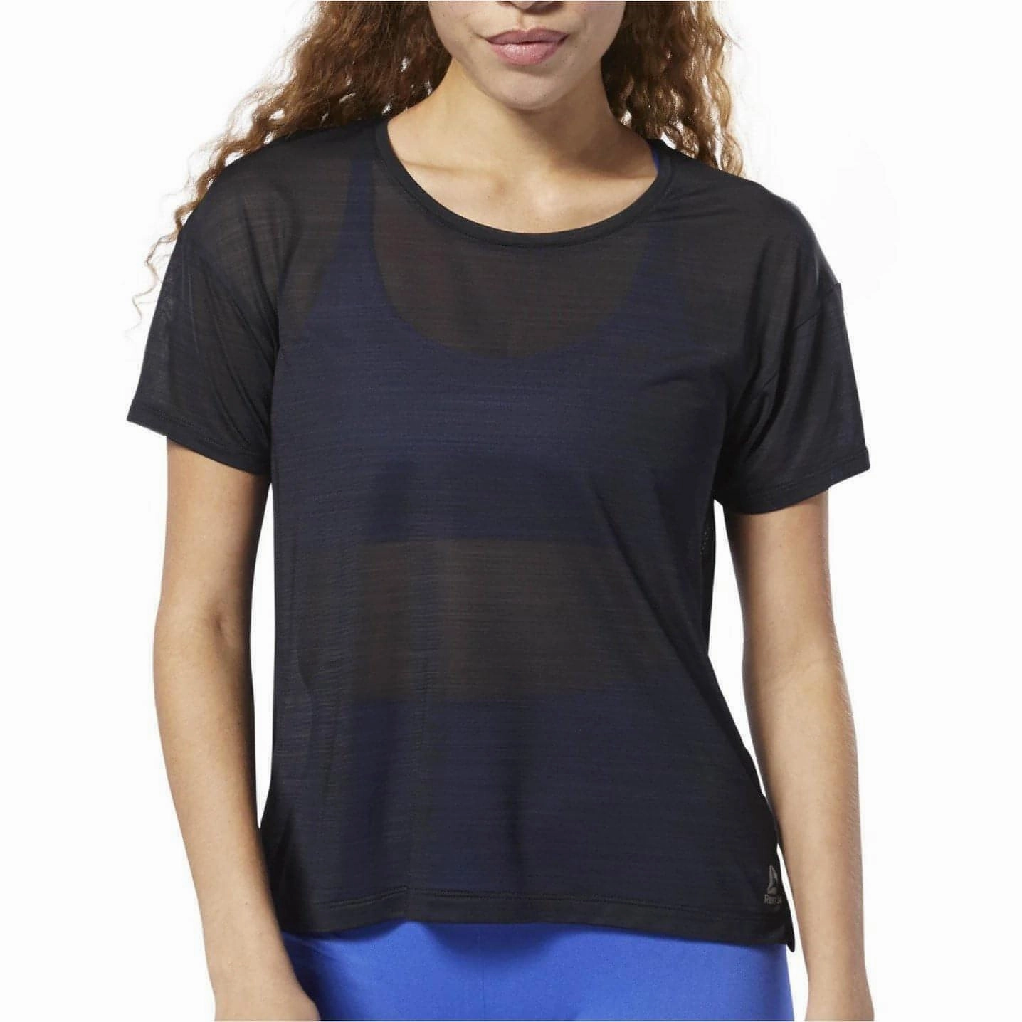 Reebok Workout Ready Activchill Short Sleeve Womens Training Top - Black WearResistantHem