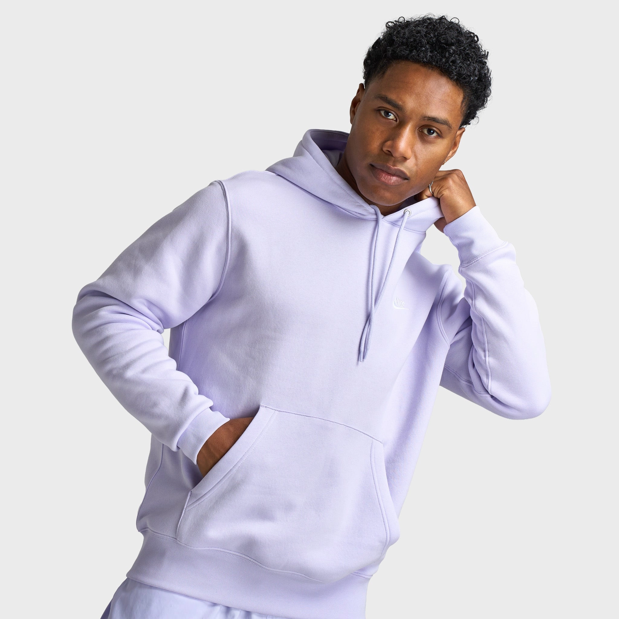 Ripstop Technology Thermo Regulating Nike Club Fleece Pullover Hoodie Amethyst Tint / Amethyst Mist - White