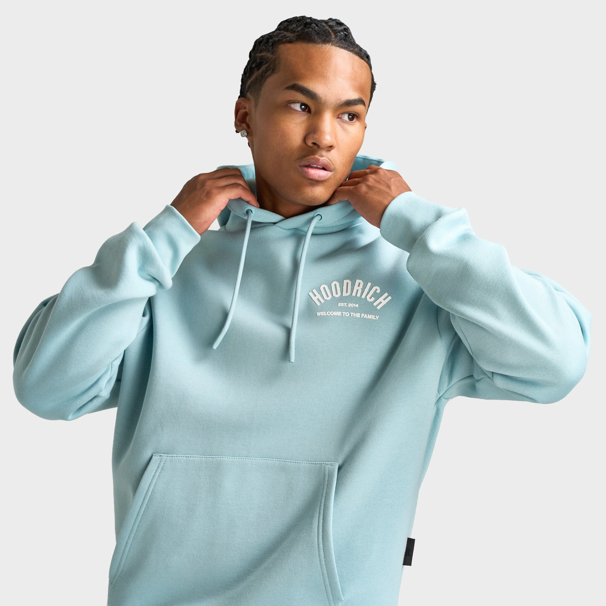 Hoodrich Volcano Oversized Hoodie Sterling Blue / White Windproof Inner Layer FoldableStorageCapability