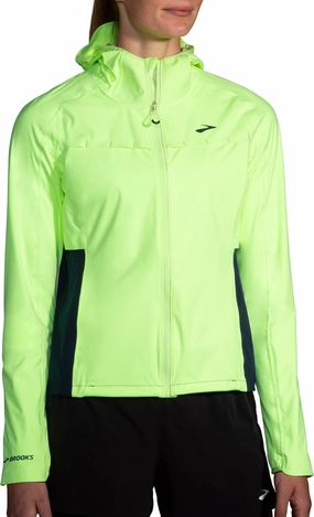 Stand Brooks High Point Waterproof Womens Running Jacket - Green