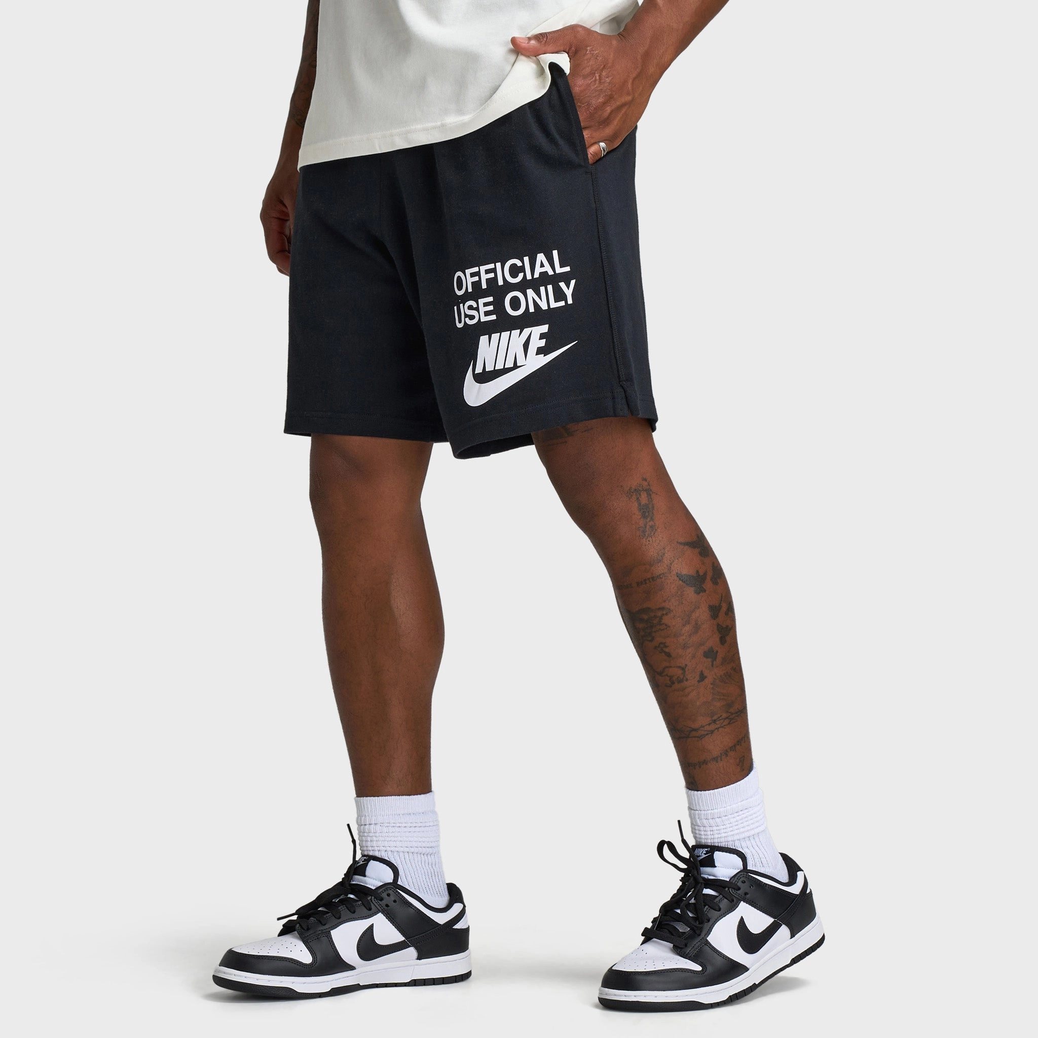 Nike Club Knit Shorts Black / Black - White Nylon Material hiking apparel