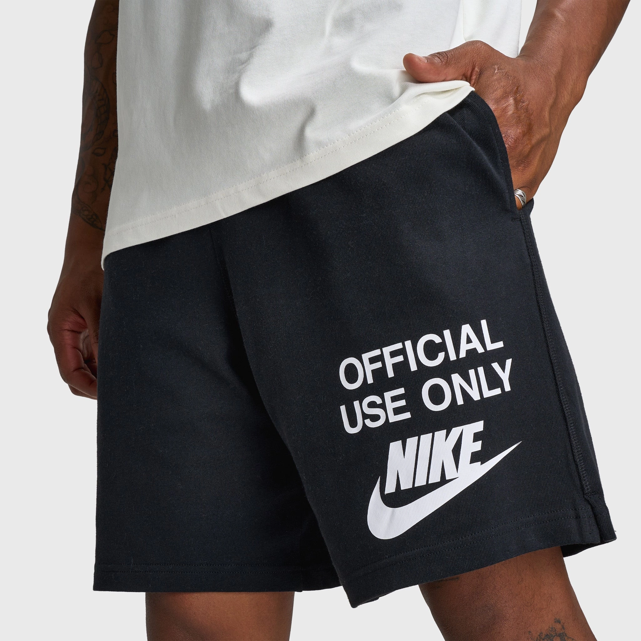 Nike Club Knit Shorts Black / Black - White Laser Cut Edges Modern Design