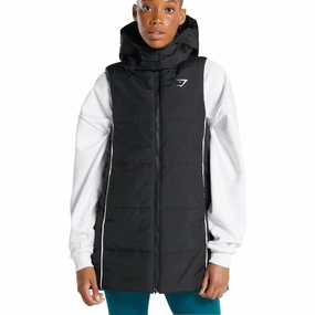Design Soul Regular Fit Gymshark Oversized Longline Womens Gilet - Black