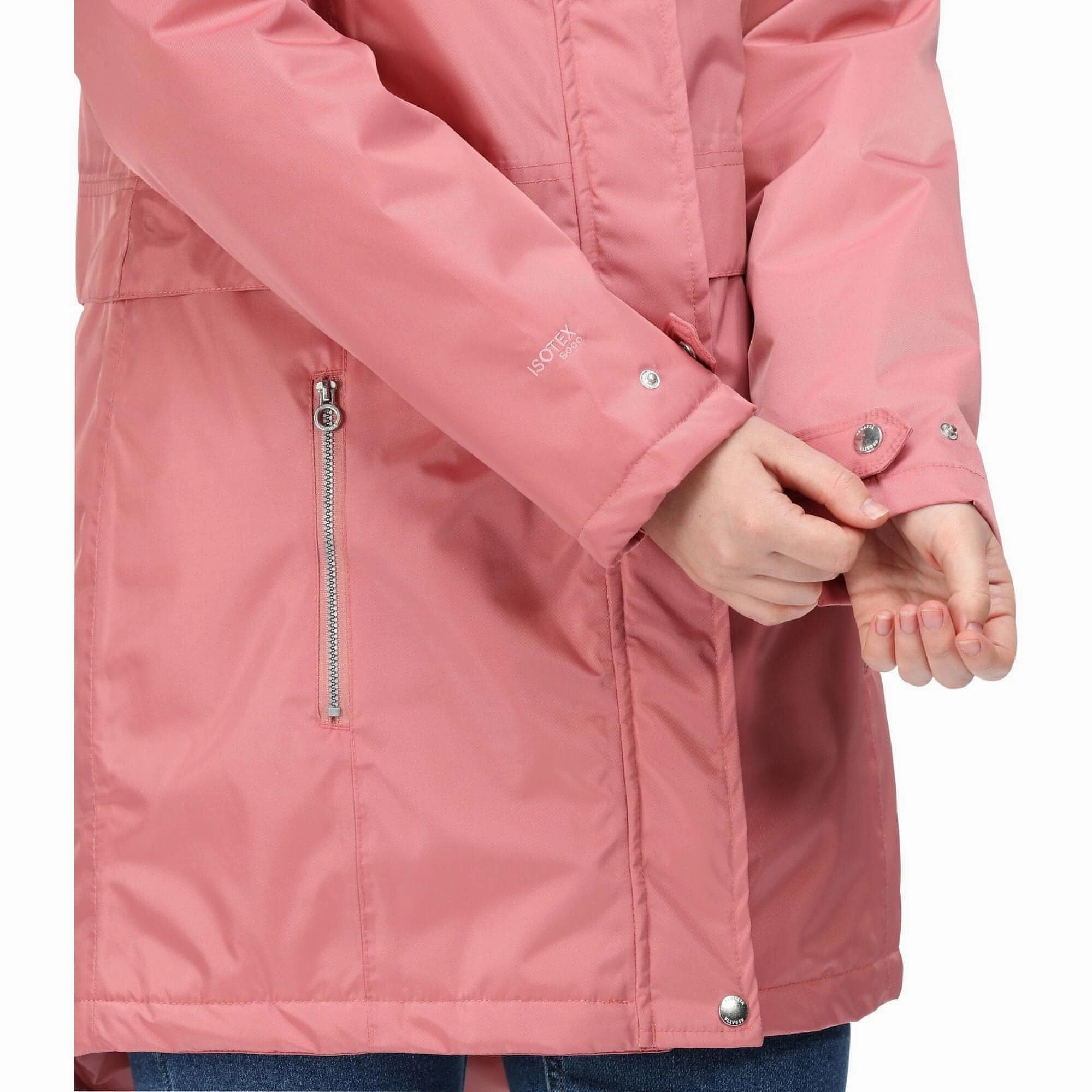 Regatta Lexis Waterproof Insulated Womens Parka Jacket - Pink Mild Weather Layer Full Length Zipper Closure