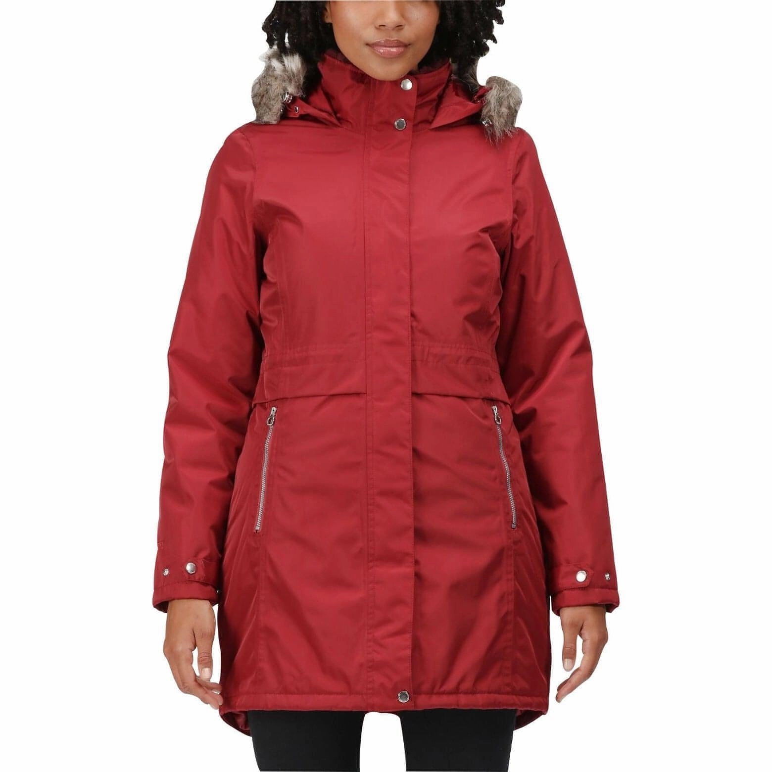 Regatta Lexis Waterproof Insulated Womens Parka Jacket - Red Seamless Stitching