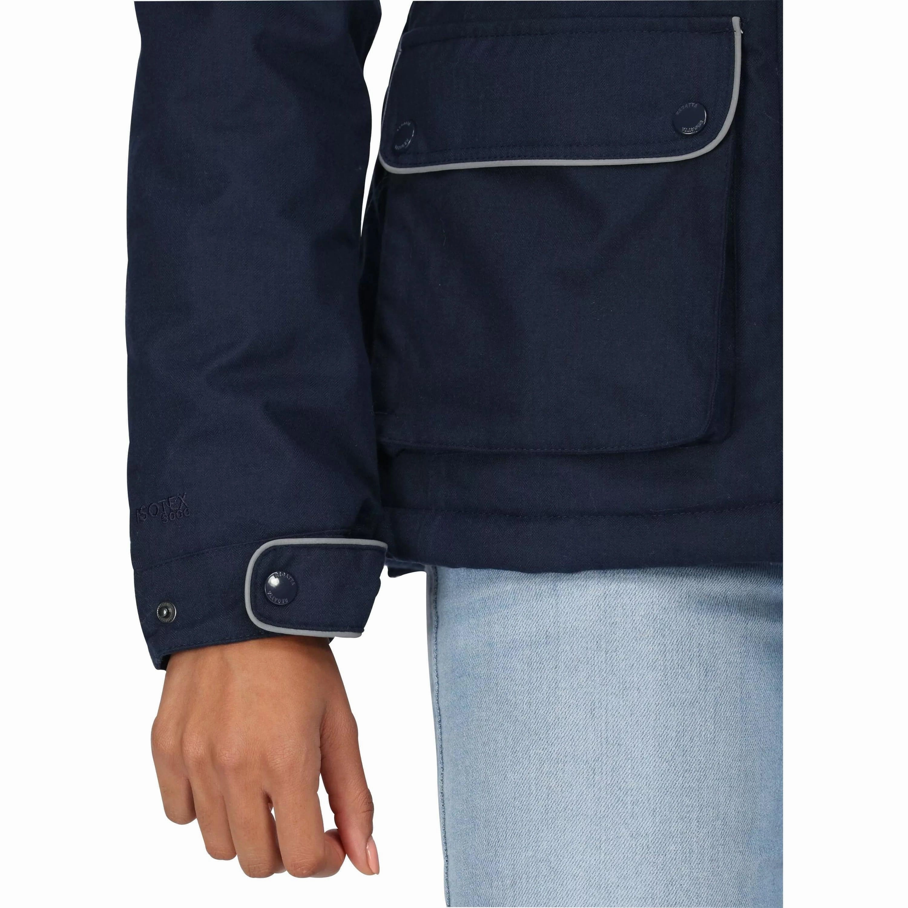 Regatta Linnette Insulated Womens Waterproof Jacket - Navy Urban Fit Look Velcro Fasten