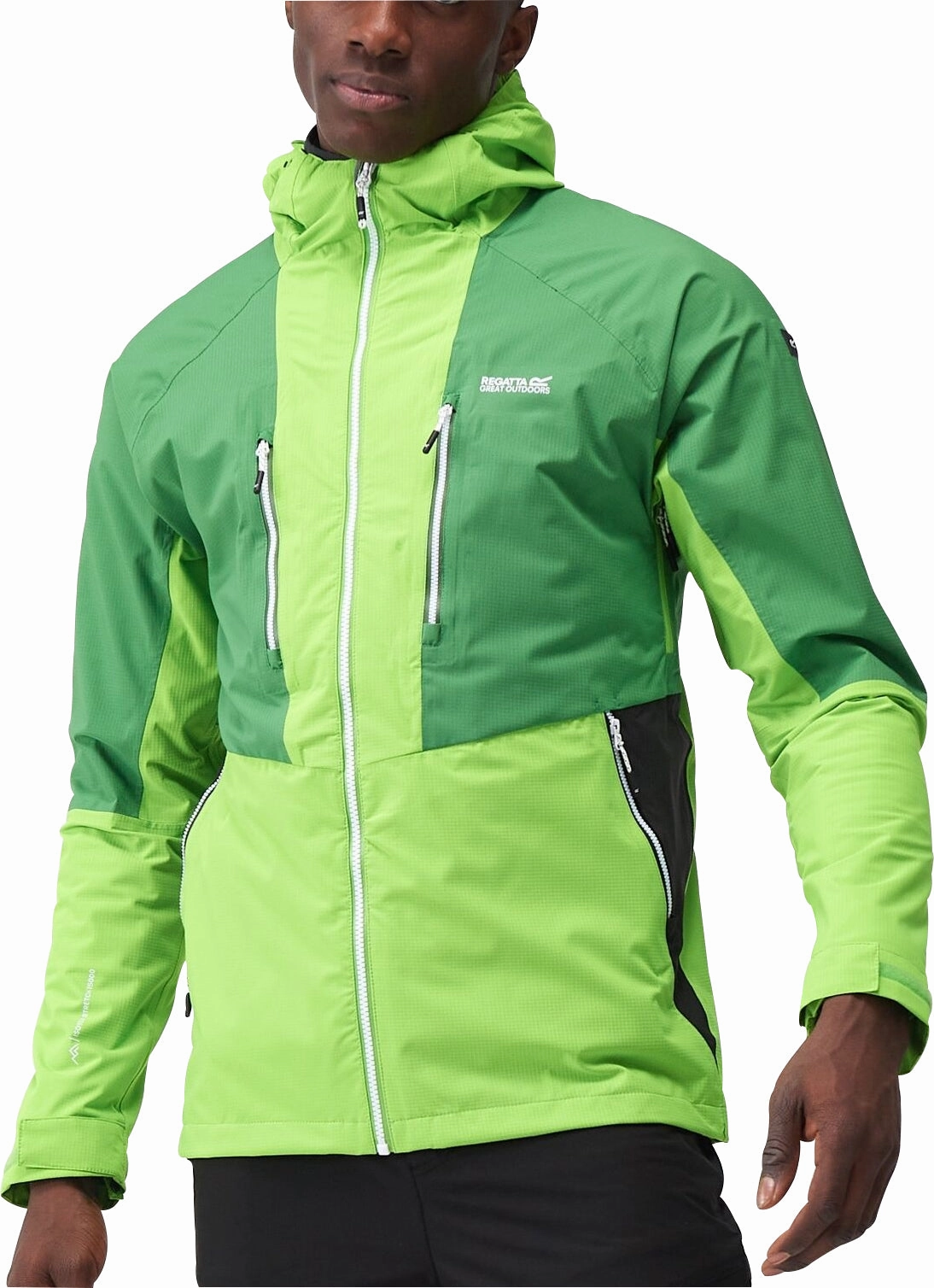 Noise Reduced Fabrics Ultra Lightweight Design Regatta Sacramento IX 2 In 1 Mens Waterproof Jacket - Green