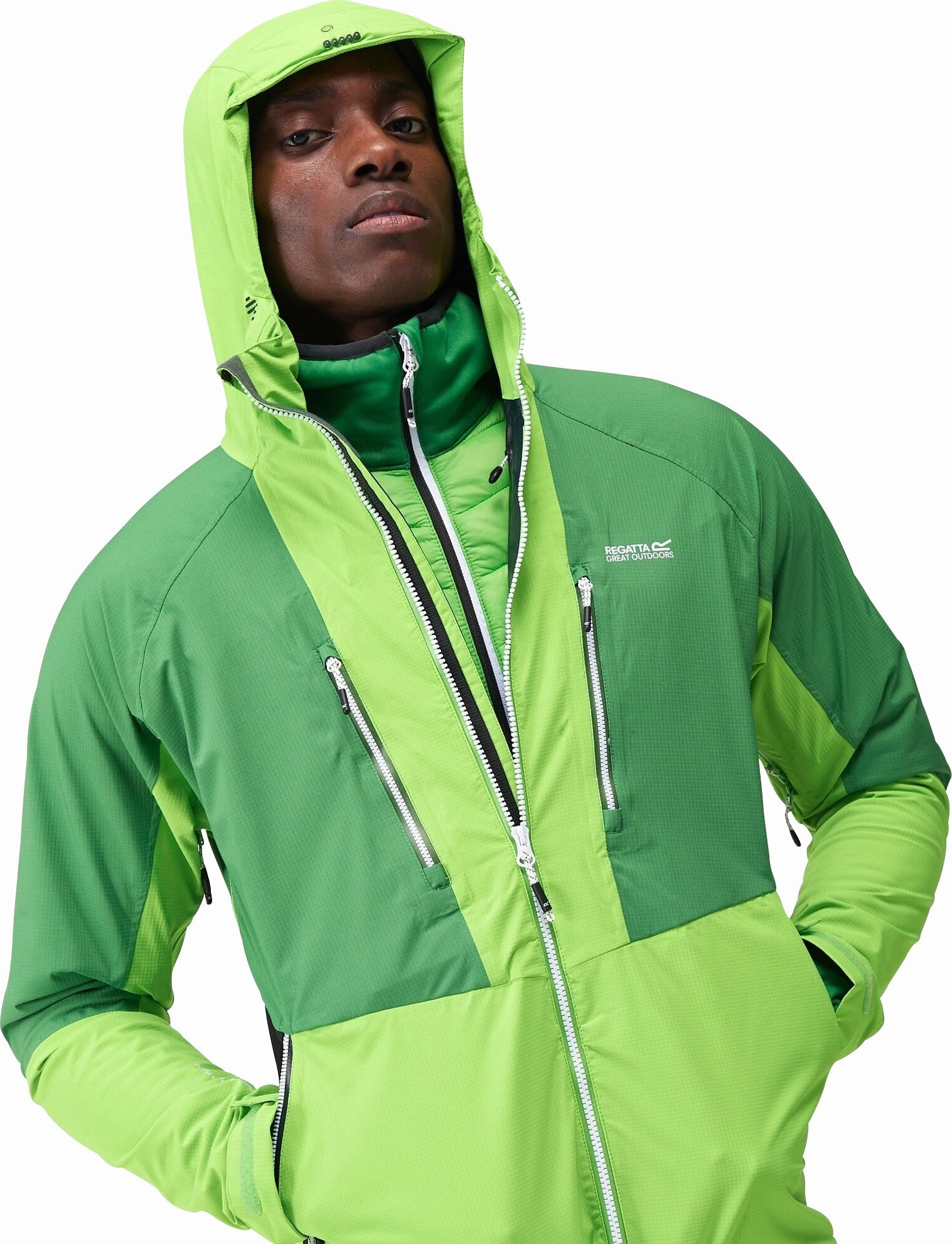 Flexible Fiber Fill Wind Resistant Lining Regatta Sacramento IX 2 In 1 Mens Waterproof Jacket - Green