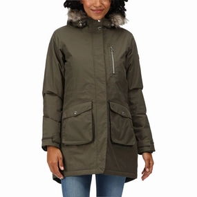 Plaid Print Temperature Balancing Layer Regatta Serleena Insulated Womens Waterproof Jacket - Green