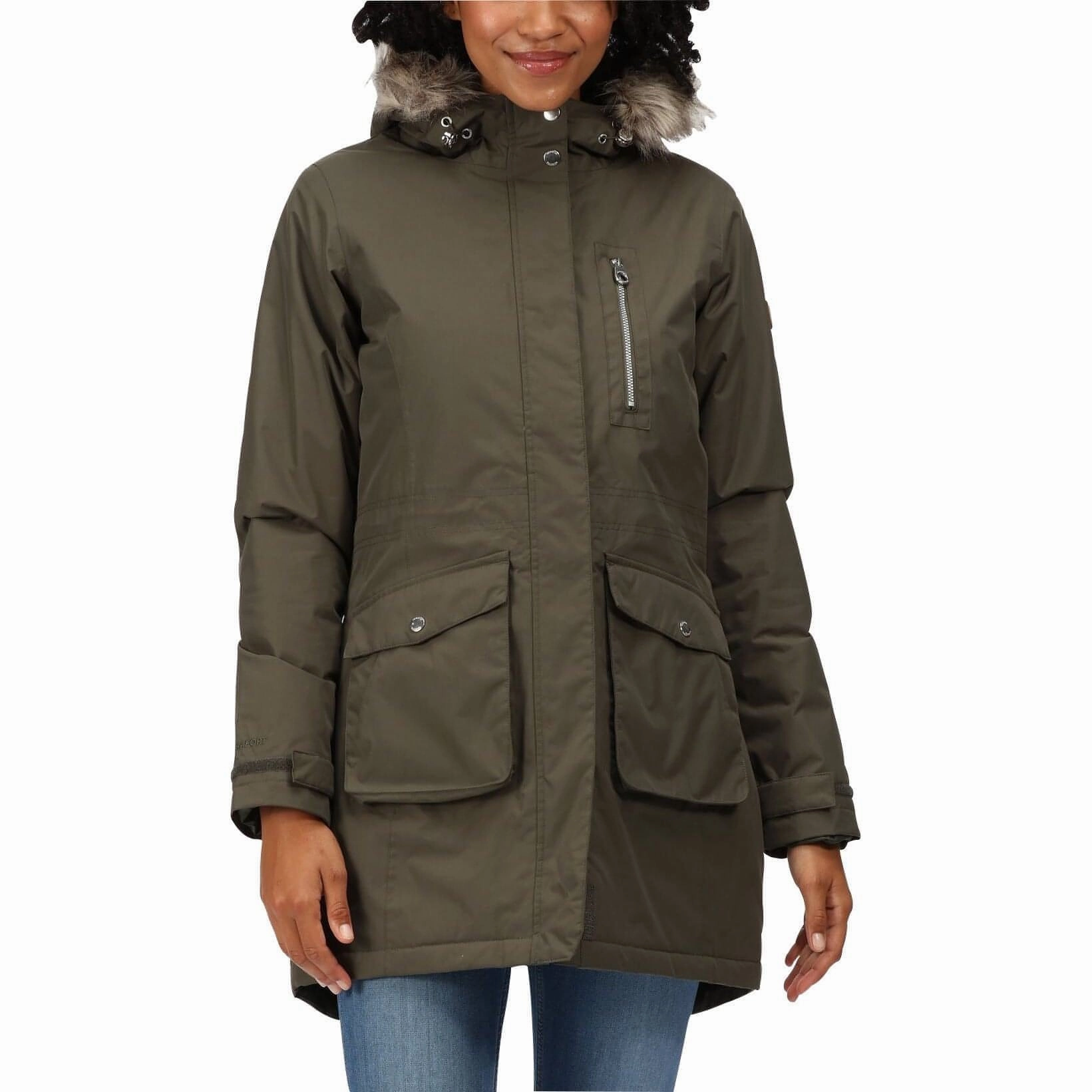 Plaid Print Temperature Balancing Layer Regatta Serleena Insulated Womens Waterproof Jacket - Green