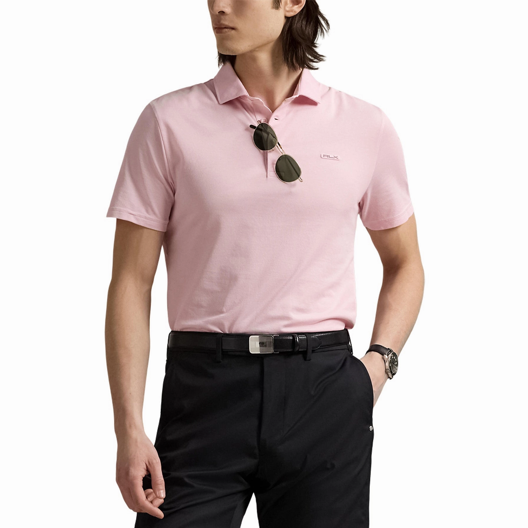 RLX Ralph Lauren Tour Pique Golf Polo Shirt - Garden Pink Gym To Office Business Meeting