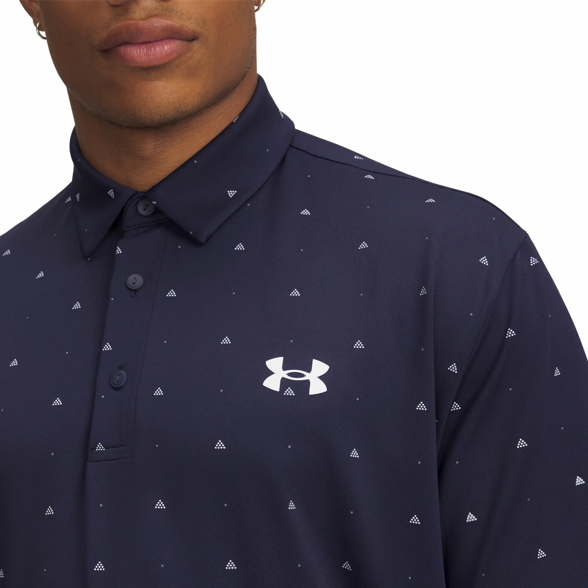 Logo Detail Under Armour Playoff 3.0 Printed Polo Golf Shirt - Navy/White