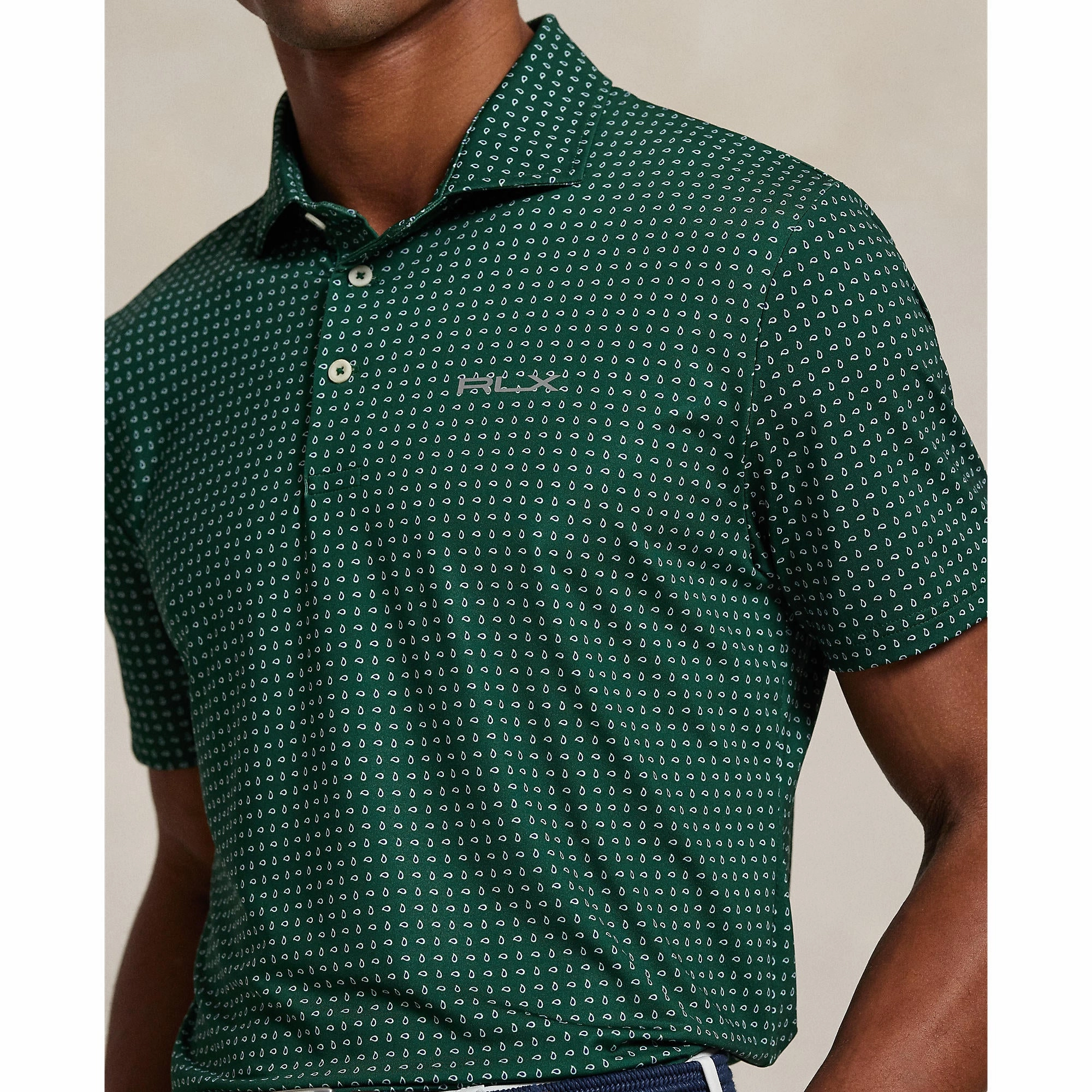 AllPurpose Knitting RLX Ralph Lauren Printed Lightweight Airflow Golf Polo Shirt - New Forest Micro Paisley