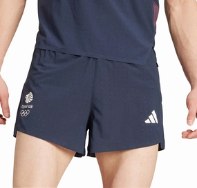 Ultra Breathable adidas Adizero Team GB Mens Split Running Shorts - Blue