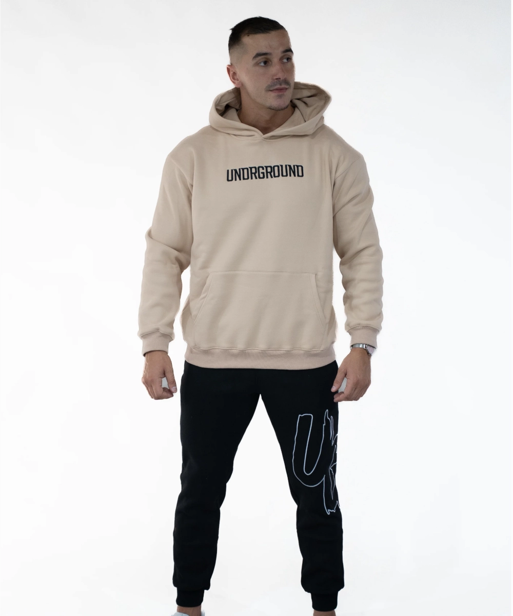 UNDRGROUND ??Moving In Silence?? Hoodie (Tan/Black) Compression Fit